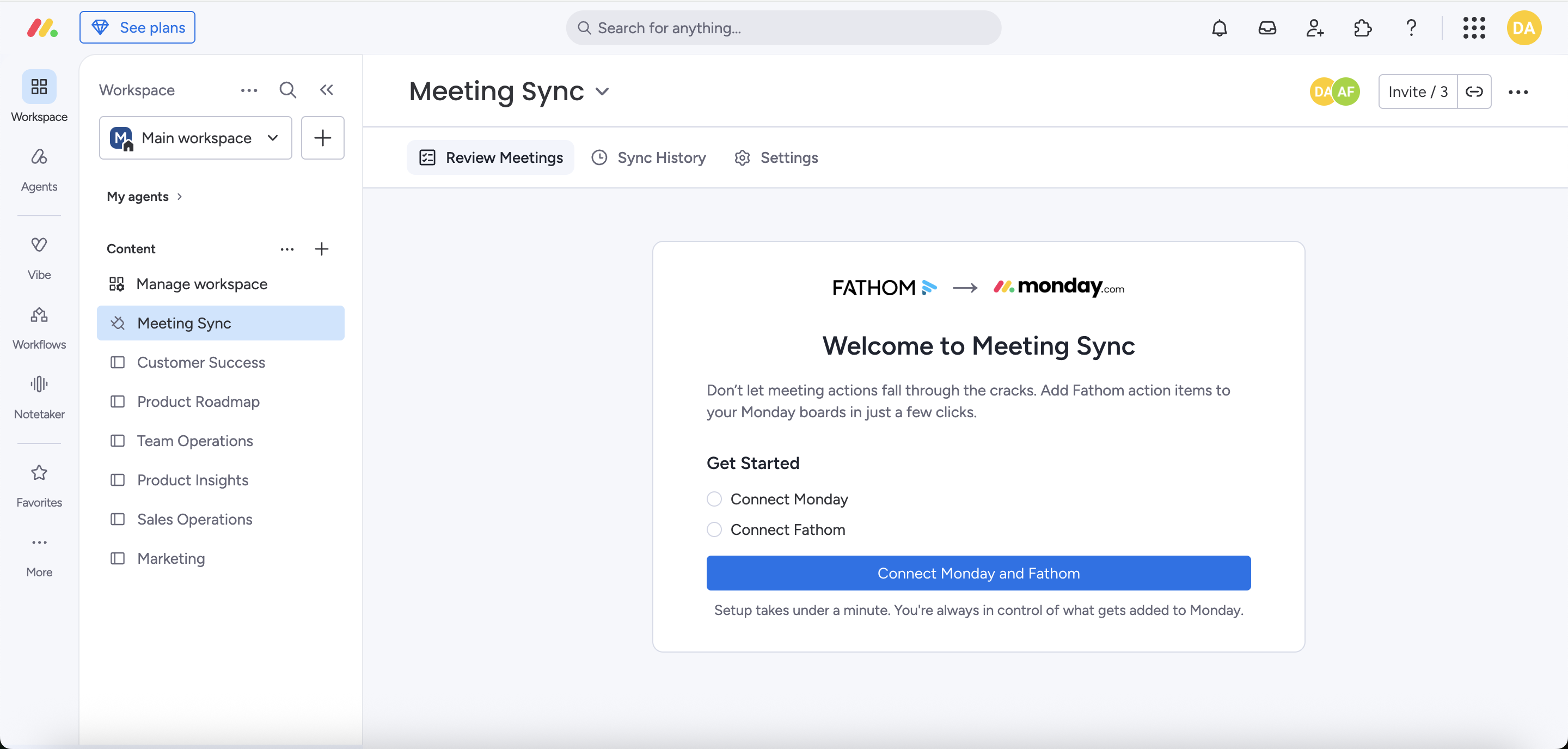 Meeting Sync welcome screen