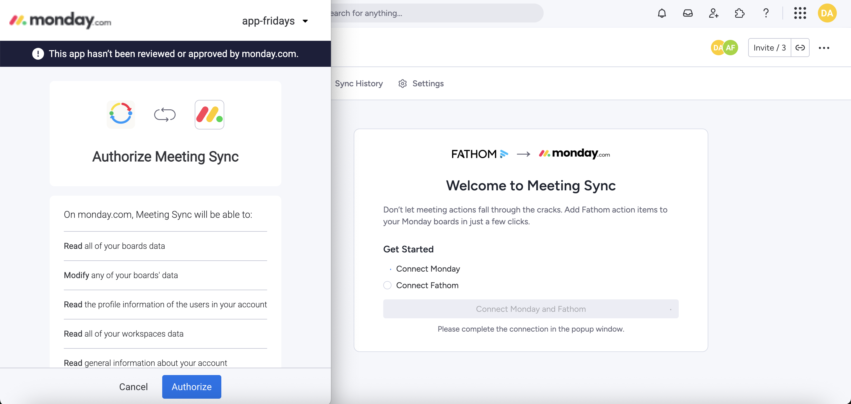 Connect accounts flow